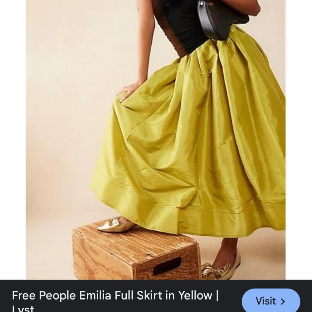 Free People Yellow Bubble Midi Skirt